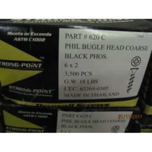Drywall Screws, 6 x 2 Course, Bk