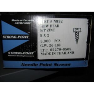 Screws, 8x2 Slotted Indented Hex Washer Head